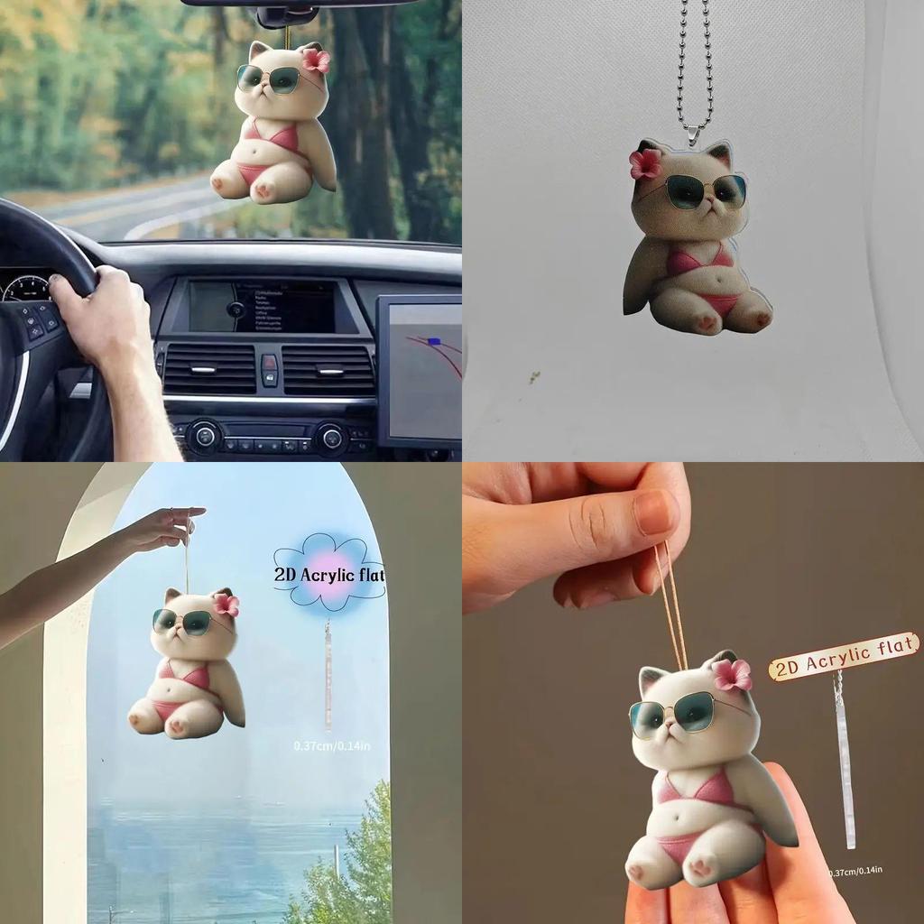 Modern Acrylic Cat Bikini Car Hanging Decoration Charming Interior Ornament