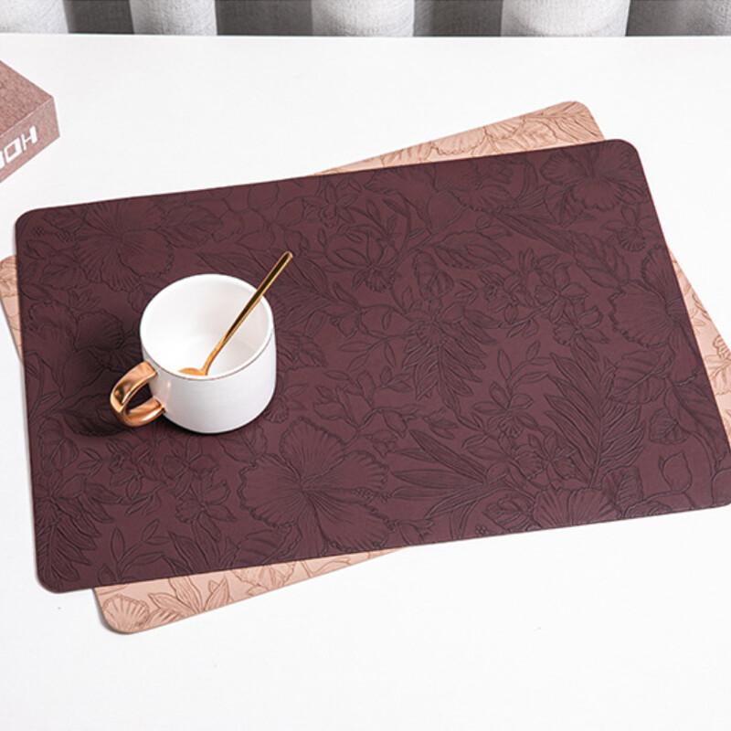 43x30cm PVC Leather Table Mat Pad Waterproof and Oil-resistant Placemats Coaster Non-slip Pad Dishes Dining Table Mat Decor