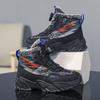Rotary Buckle Winter Boots For Children Plus Velvet Girl Snow Boots Warm Plush Boot Boys Outdoor Non-slip High Top Sneakers Kids