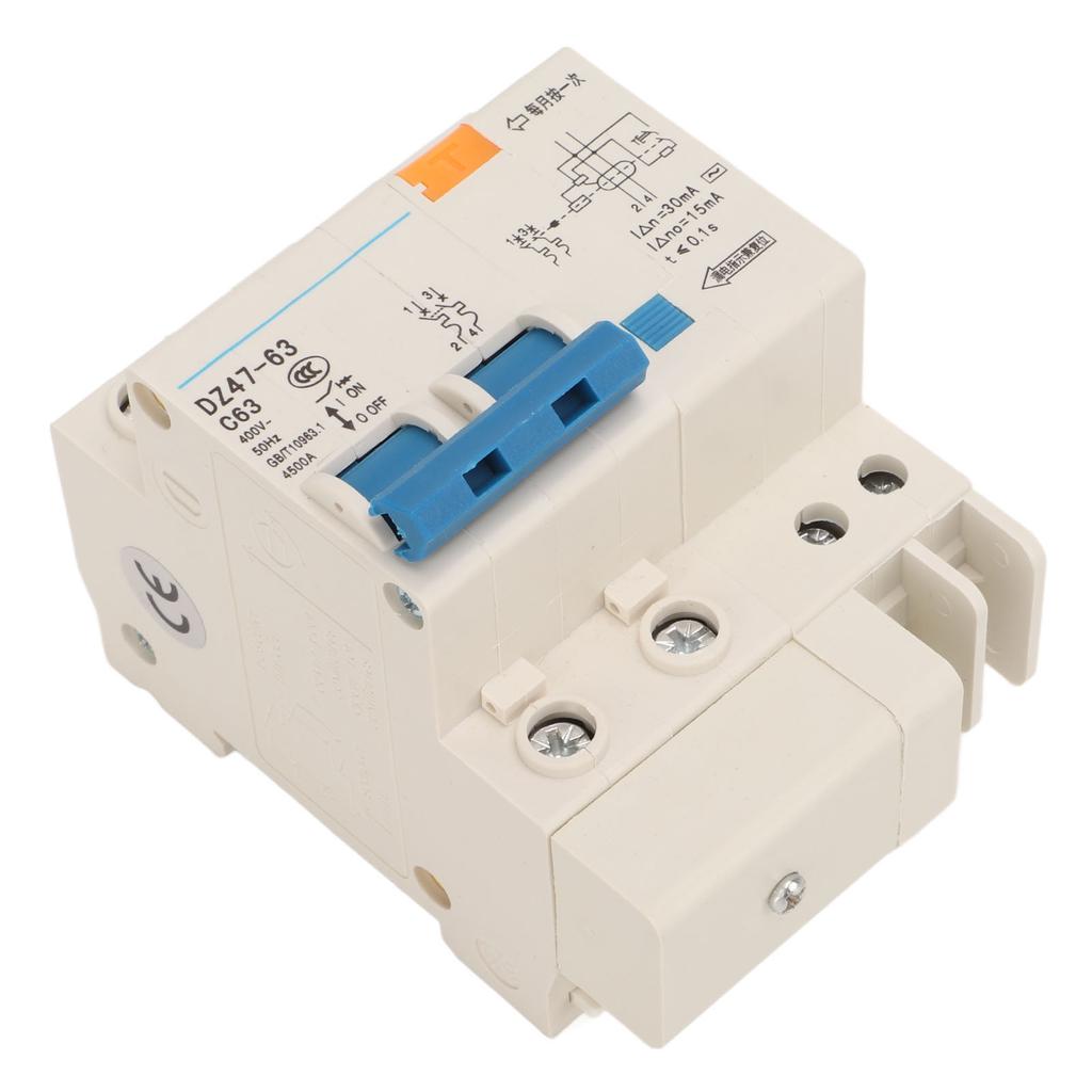 63A Circuit Breaker 2P Leakage Protection Air Switch DIN Rail Mounting Miniature Circuit Breaker 400V