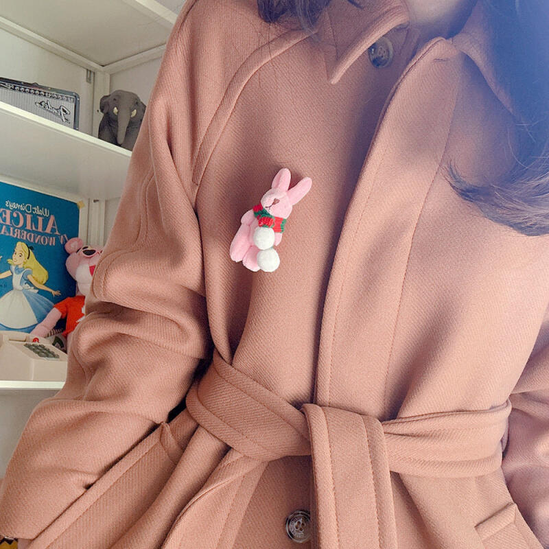 Christmas Pink Rabbit Brooch (2 Types)