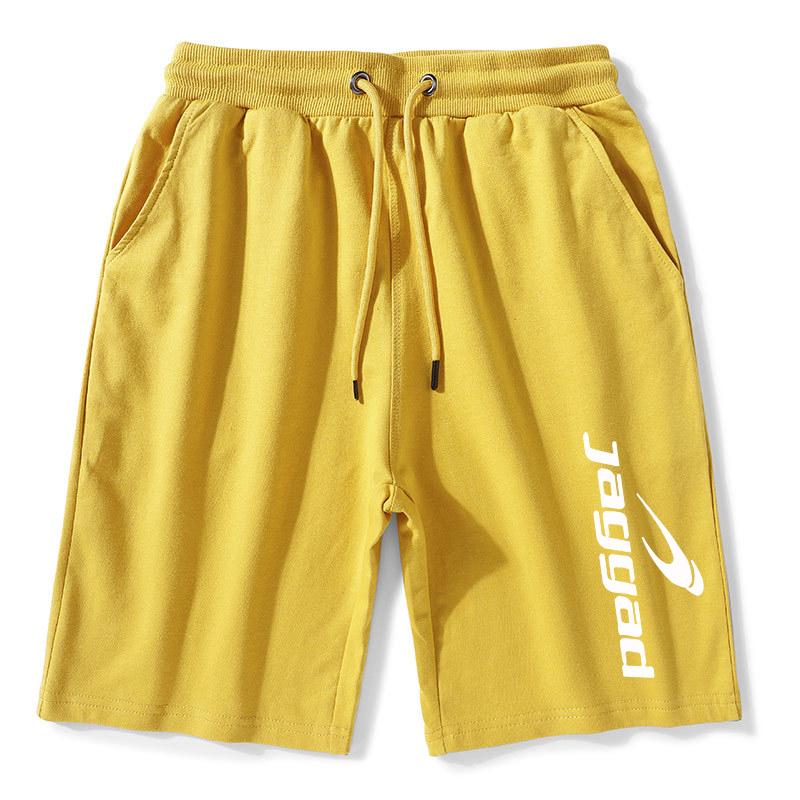 FEGKZLI Fashion 100% katoenen vrijetijdsshorts voor heren, joggingbroeken, joggingbroeken voor sportscholen M geel