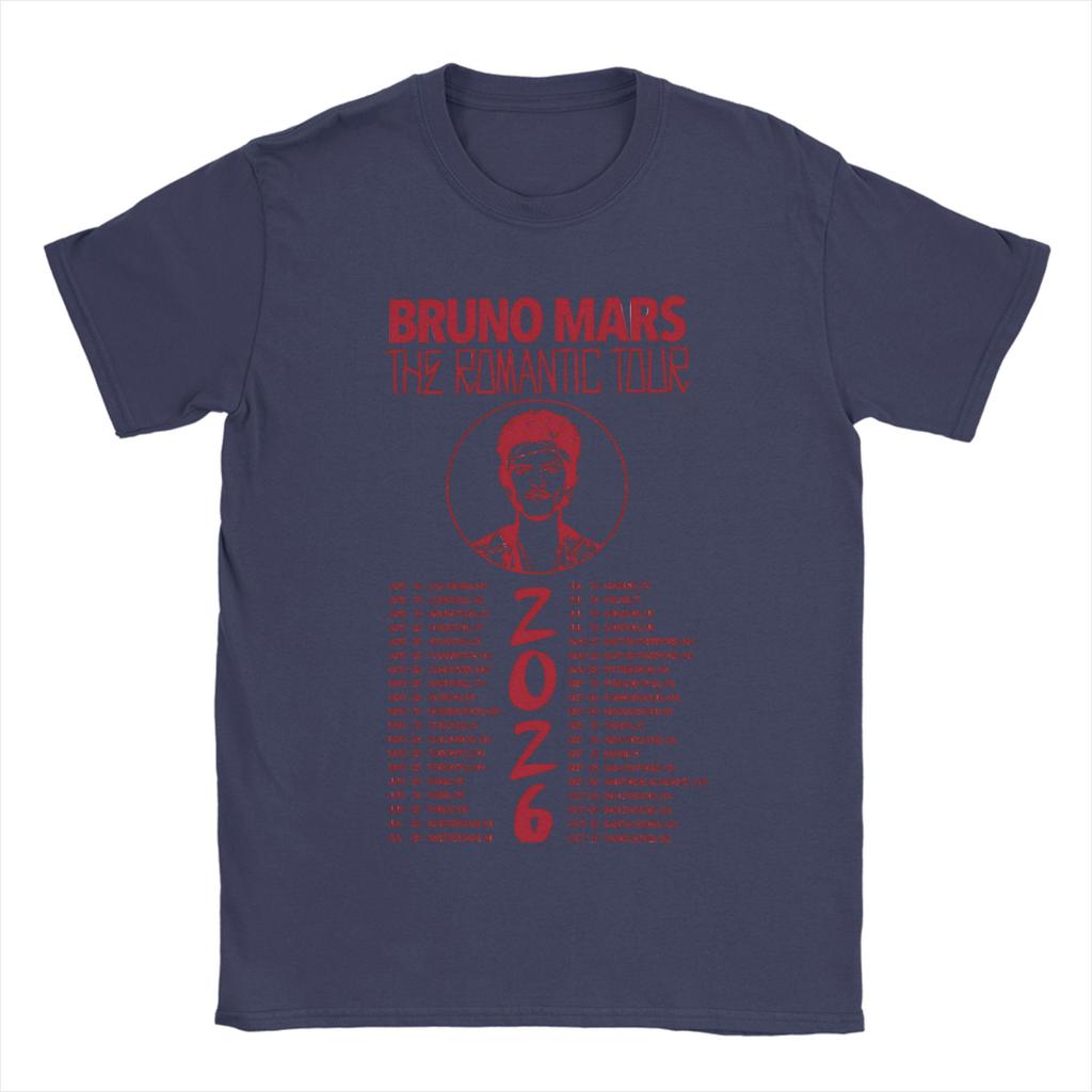 Bruno Mars The Romantic Tour 2026 Men T Shirt  Novelty Tee Shirt Short Sleeve Round Neck TShirts Cotton Gift Idea Clothing