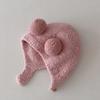 Nette Winter Warme Kinder Mädchen Jungen Baby Hut Fleece Hut mit Ball Dekor Patchwork Farbe Gehörschutz Hut Weiche Neugeborenen motorhaube Hut