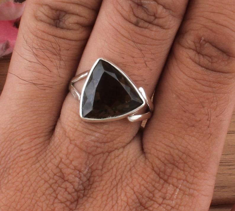 Solid 925 Sterling Silver Smokey Quartz Gemstone Ring, Handmade Designer Ring, Bohemian Ring, Gift For Her