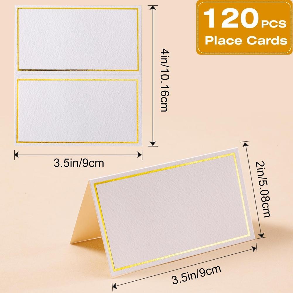 Good-120Pcs Premium Place Cards,Small Table Cards With Gold Foil Border, 2 X 3.5In Tent Cards,Wedding Place Cards For Wedding