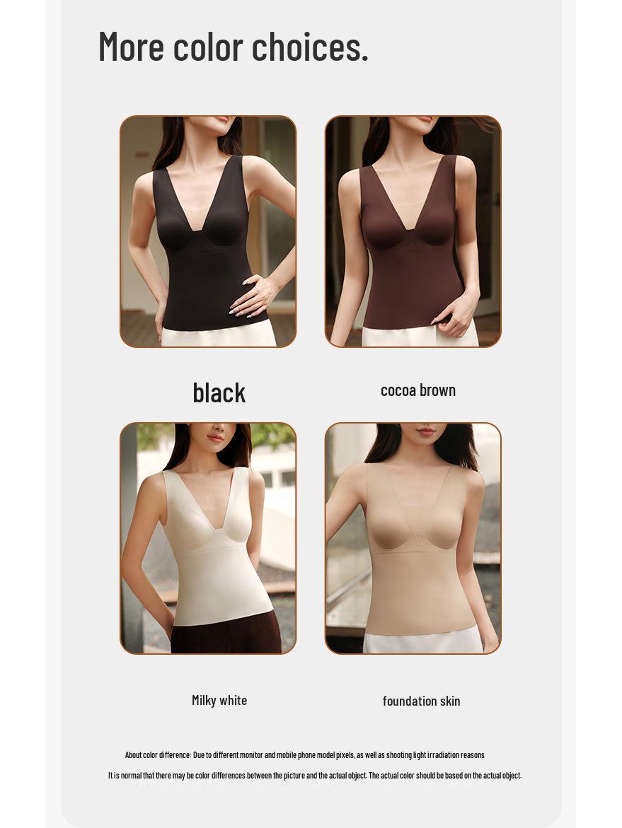 

Seamless Deep V Warm Vest with Chest Pads - Slim Fit, Versatile, and Beautiful Back Design for Women XL