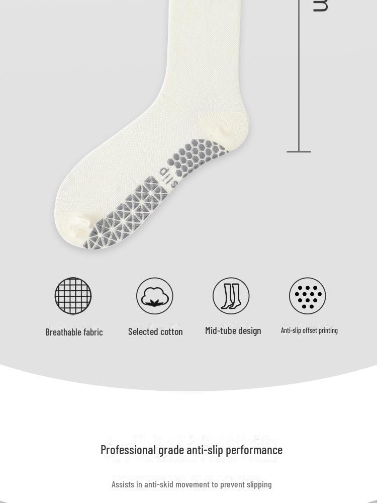 Women's Non-Slip Over-the-Knee Yoga Socks - Slim Fit, Combed Cotton, Warm Pilates Sports Mid-Tube Socks