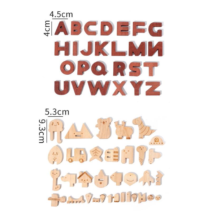 Wooden Alphabet Puzzle For Kids Educational Toy With Word Building And Number Blocks