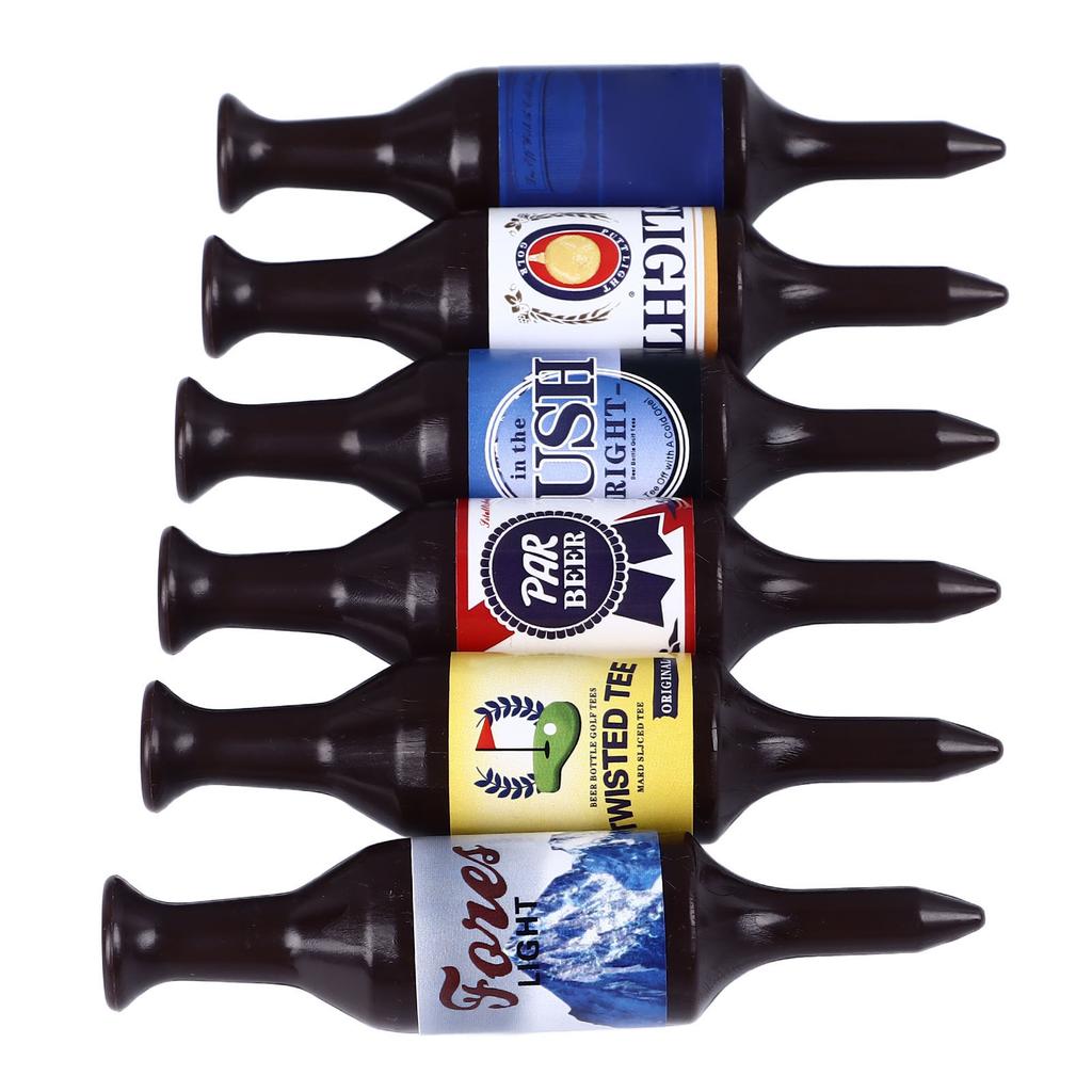 6 Stück Mini Bierflasche Golf Tees Kunststoff Lustige Golf Tees Set Einzigartiges Golfgeschenk für Männer und Frauen