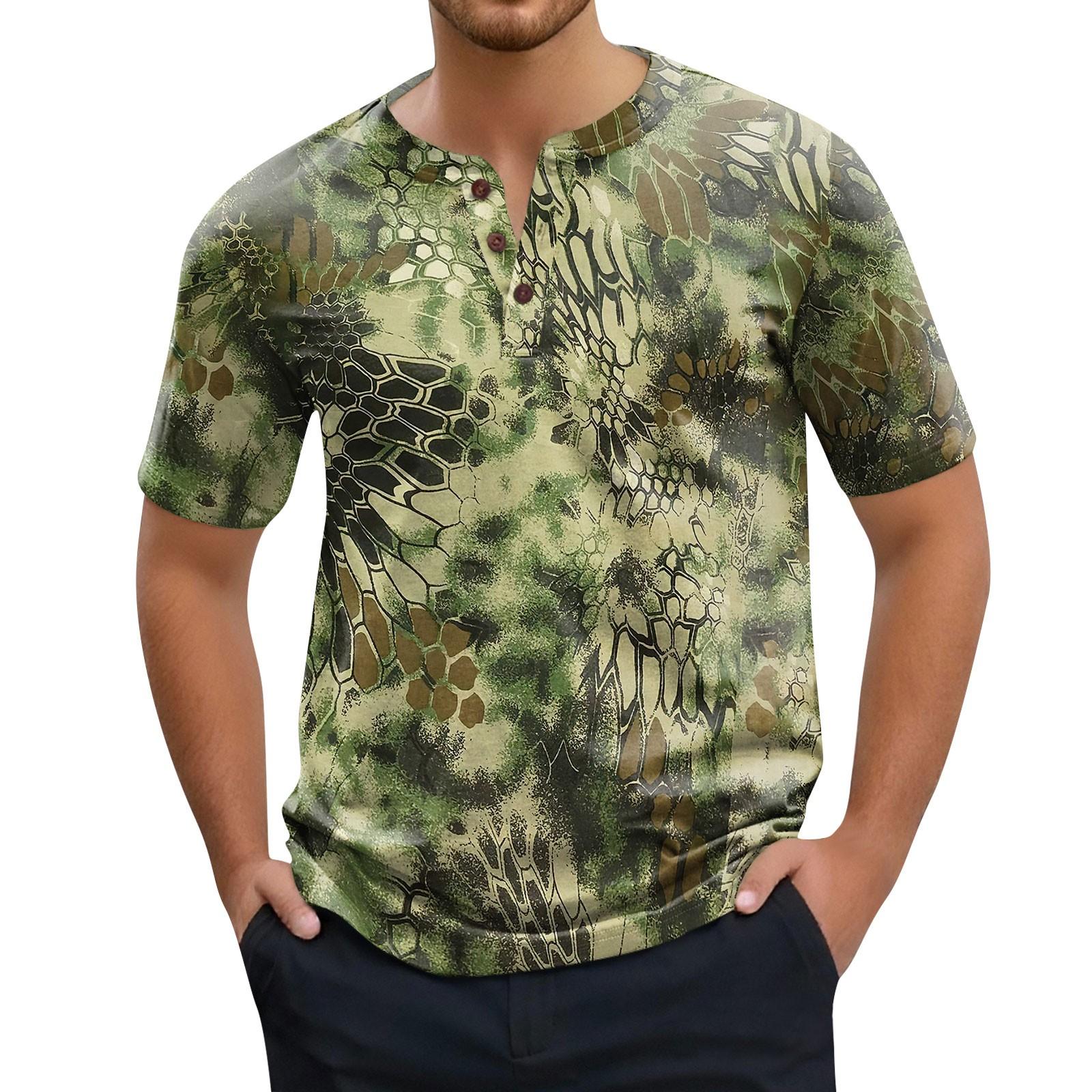 

Мужская мода принтованный короткий рукав топы футболка S зелёный