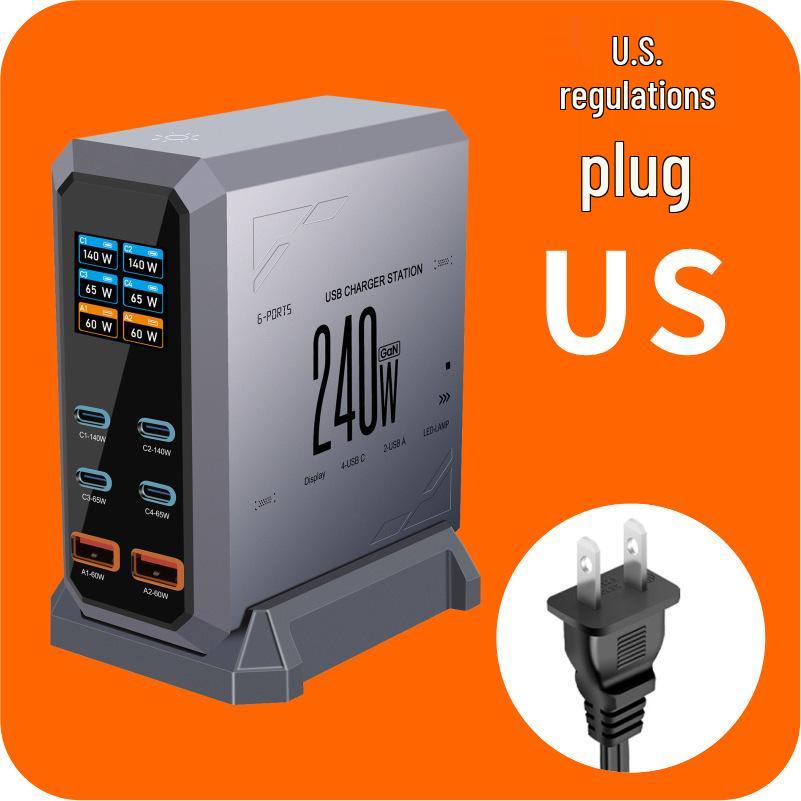 240W GaN Multi-Port USB-C Schreibtischladegerät mit PDW Schnellladung