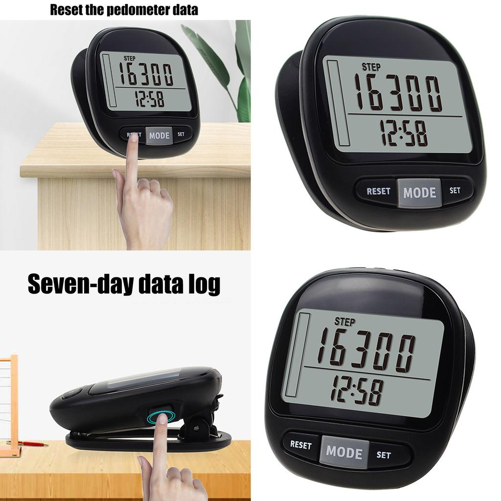 3D Pedometer Accurate Step Counter with Clip Large Display Accurate Pedometers for Steps Mile Step Tracker for Walking