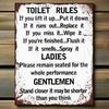 Toilet Rules Retro Metal Plaque - Wall Sign Print Picture for Bathroom Decor