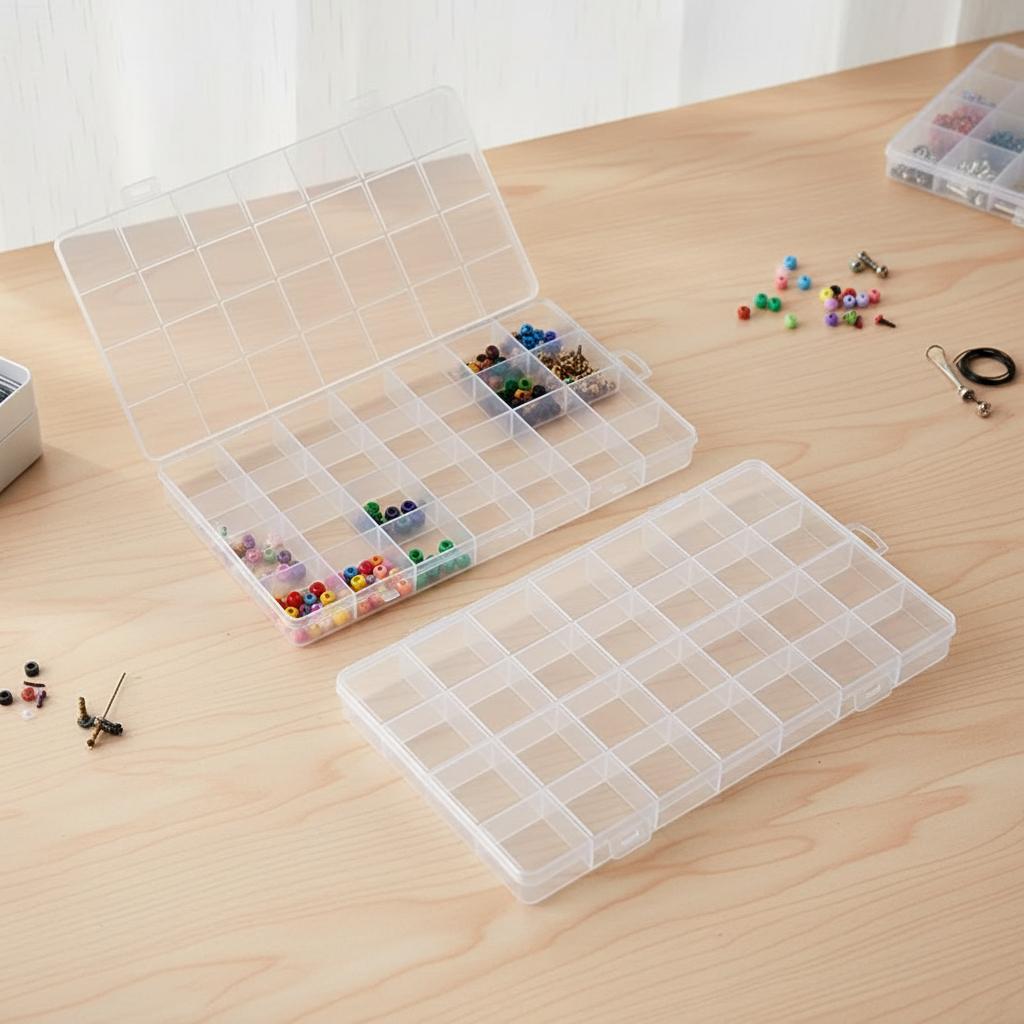 Plastic Storage Box 28 Grid With Slot Beaded Anti-string Grid Jewelry Classification Parts Division Box Jewelry Box Organizer