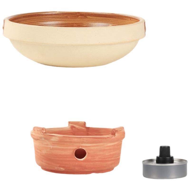 ZISIZ Ceramic Hot Pot Set with Alcohol Stove