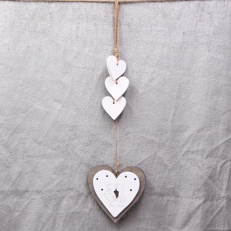 Natural Wooden Heart Shaped Adornment Bedroom Decorative Pendant Hanging Ornament for Weddings and Special Occasion