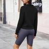 Women's Quarter Zip Pullover Sweatshirt Loose Fit Casual Solid Color Long Sleeve Sweatshirt with Ribbed Cuffs and Hem