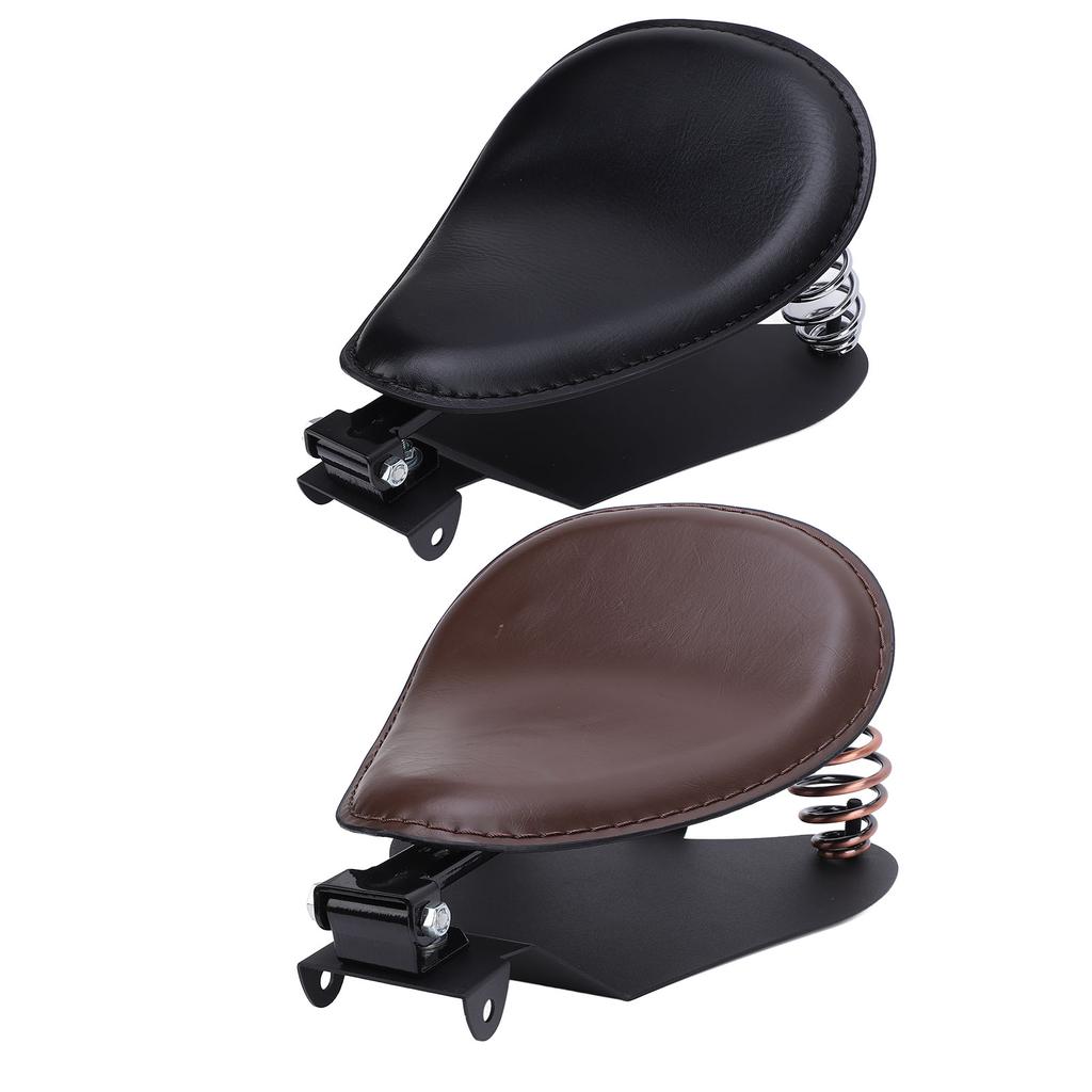 Motorcycle Solo Seat with Spring Bracket Kit Faux Leather Strong Support Universal Fit for Retro Mot