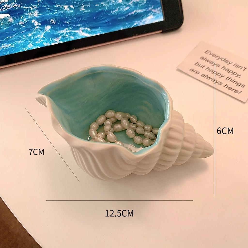 Ocean Shell Conch Sea Star Ceramic Jewelry Box Necklace, Ring Earring, Jewelry Storage Box Desktop Ornament