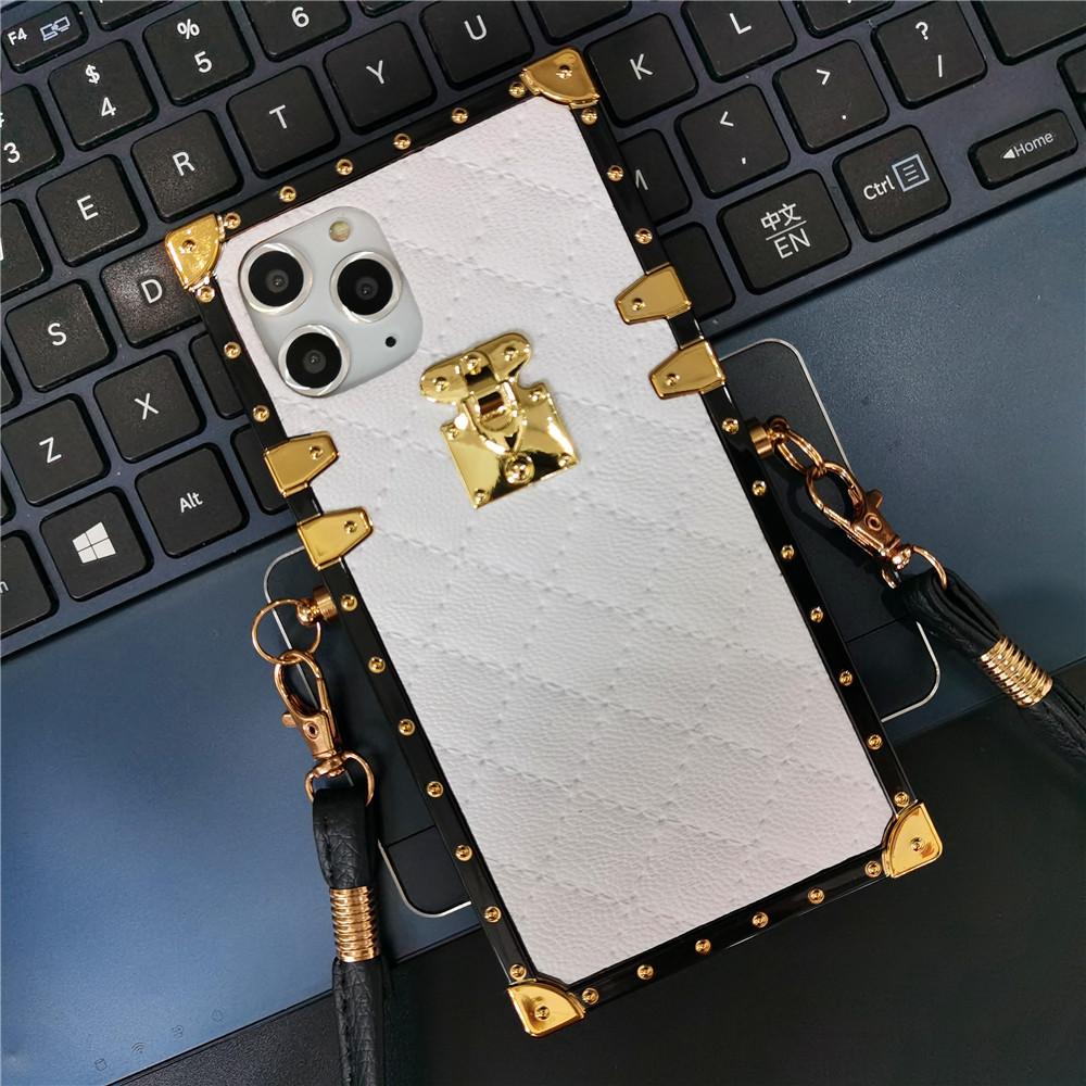 Lammfell-Quadrat-Leder-Lanyard-Hülle für Samsung S23 S22 S21 Ultra S20 Fe A14 A54 Z Flip 3 A13 A23 A33 A53 A12 A22 A32 A52 A51/iPhone/TCN CAMON/Redmi