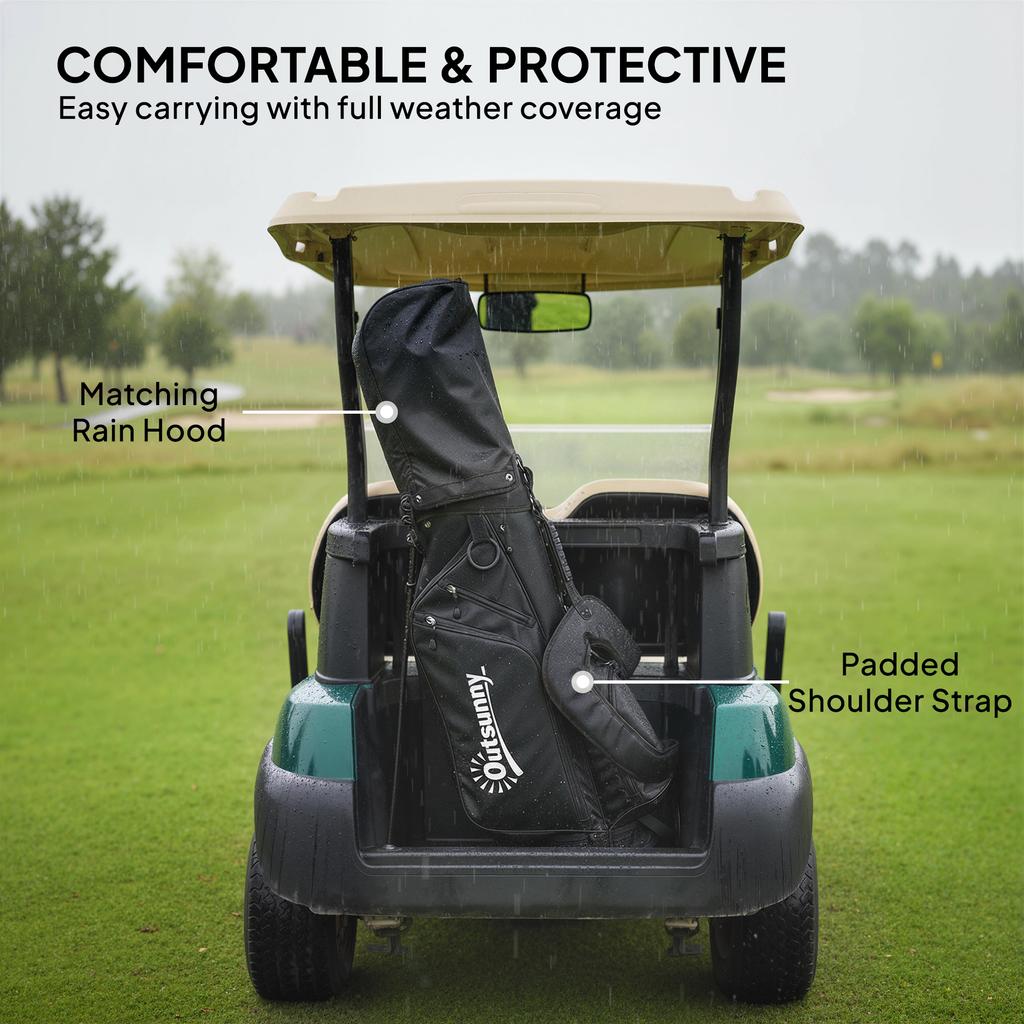 Golf Stand Bag with 6-Way Dividers, 5 Pockets, Rain Hood, Grey
