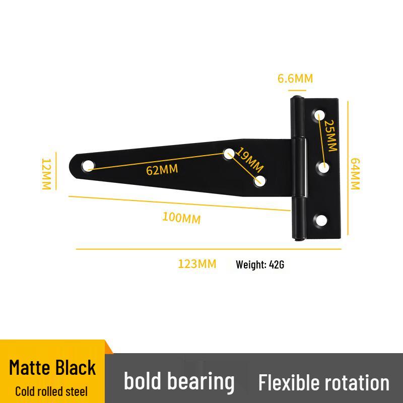 Shengbai 6-inch Black T-Strap Barn Door Hinge 8-Pack