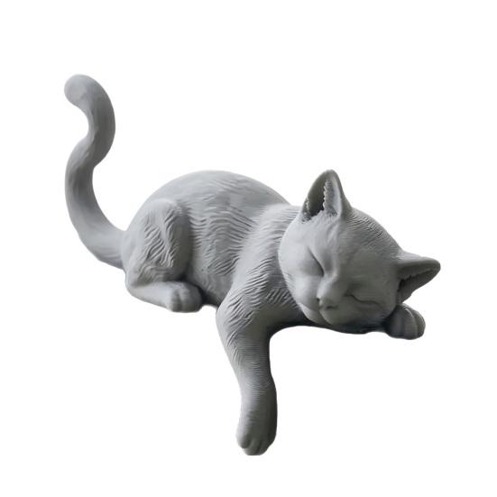 

Lazy Sleeping Cat Figurine 3D Printing Soft Cute Desk Ornament Simulation Modeling Desk Ornament for Monitor Hanging серый