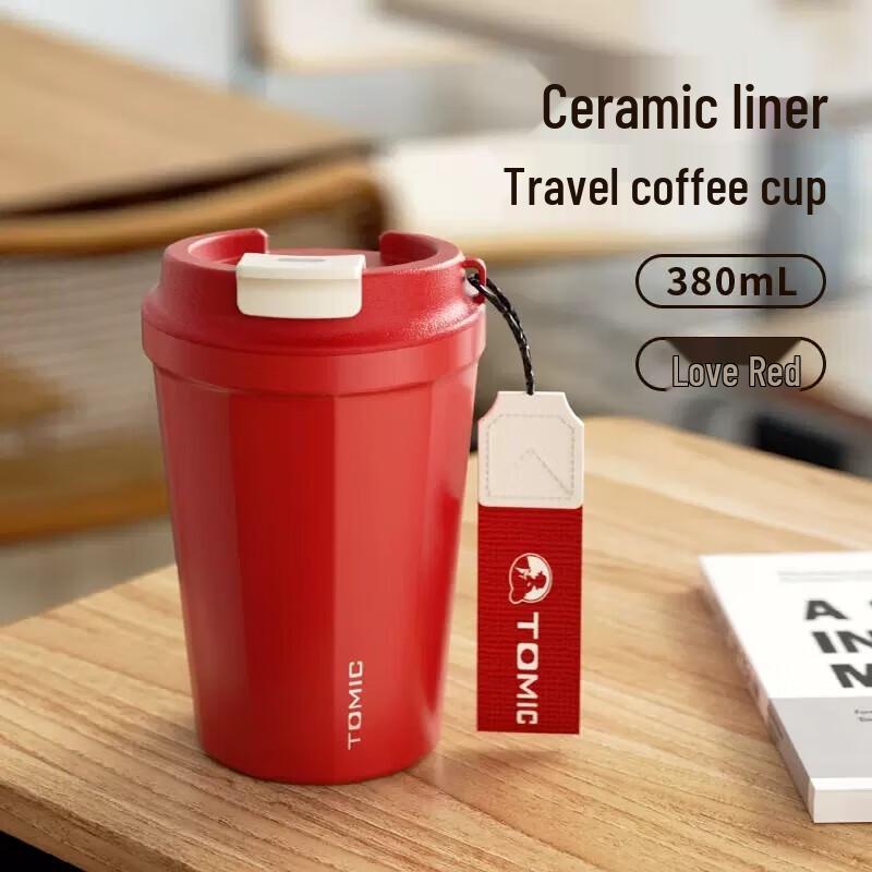 Temake Double-Layer Stainless Steel Vacuum Coffee Mug with Ceramic Liner
