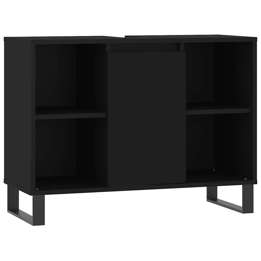 Minimalistischer quadratischer Badezimmerschrank mit zwei offenen Regalen an den Seiten, multifunktionaler Stauraum, 80x33x60 cm