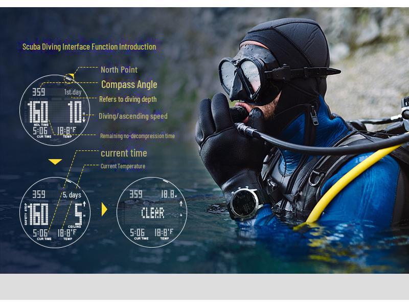 C Sports Outdoor 100m Wasserdichte Smarte Taucheruhr mit Höhenmesser, Thermometer, Kompass & Multifunktionsmerkmalen