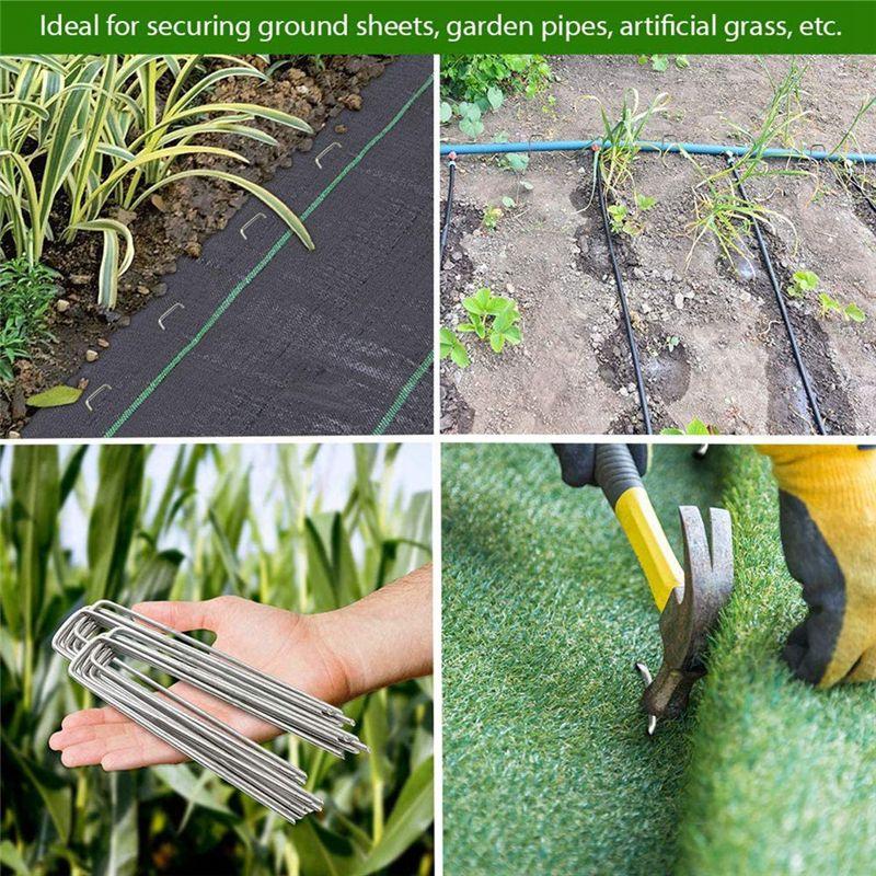 BHBL Garden Pegs Stakes Securing Lawn U Shaped Nail Pins SpaceFor Weed Control Membrane/Fabric/Artificial Grass
