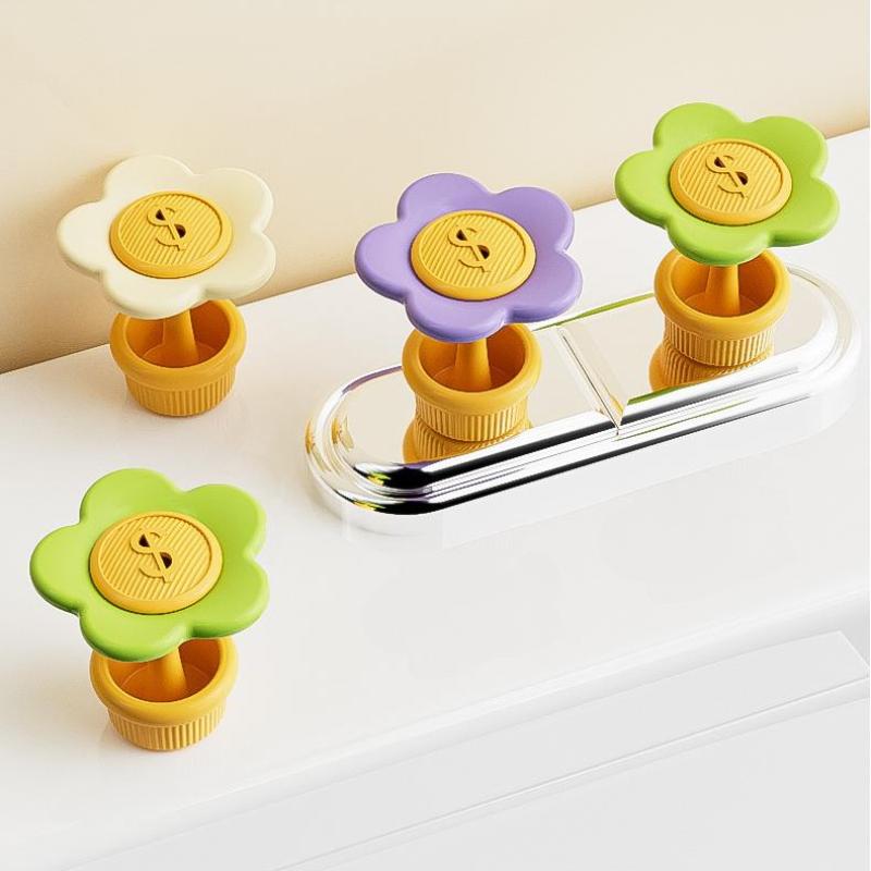 Handle Toilet Press Button Flower Shaped Press Tank Push Switch Toilet Bathing Room Decor Water Press Flush Button Tools