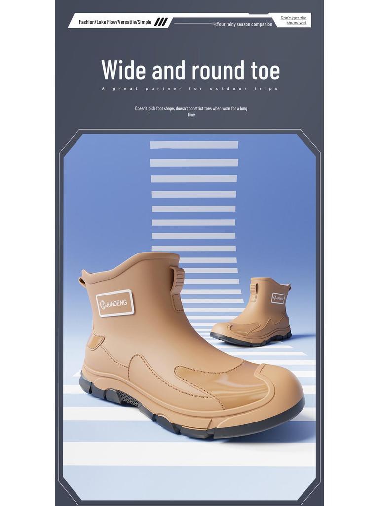 Cross-Border Fashion Men's Short Rain Boots - Trendy, Cool, Warm Rubber Wading Shoes for Outdoors