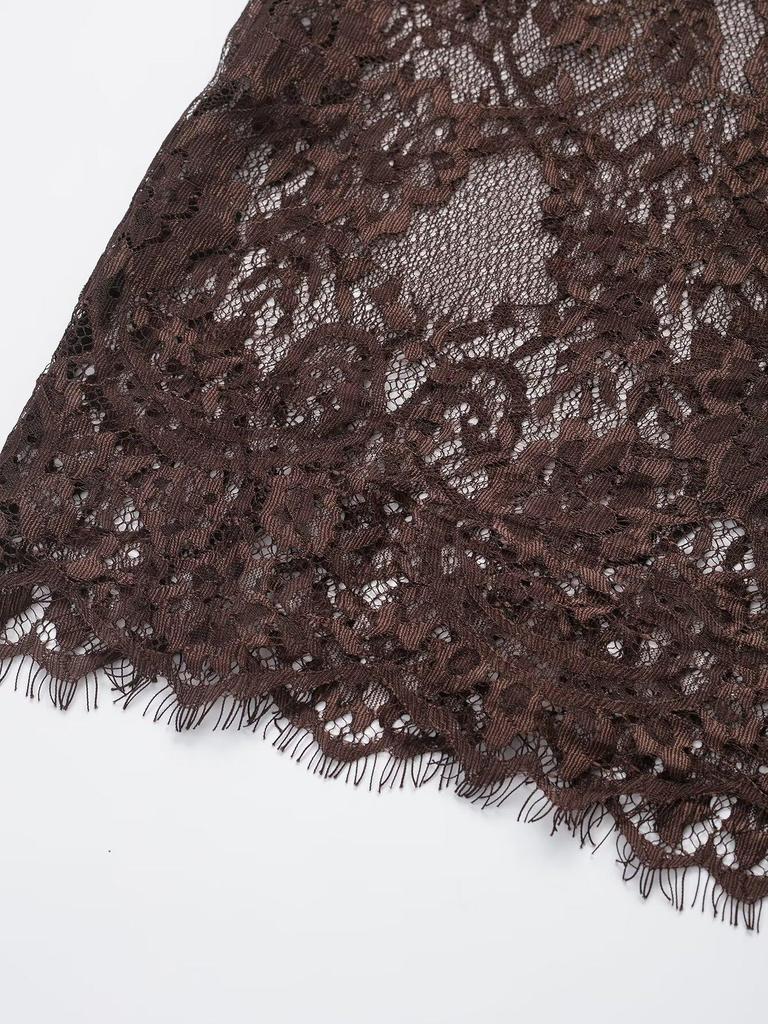 Gonna Midi Patchwork di Pizzo Stile Europeo da Donna Autunno 2025