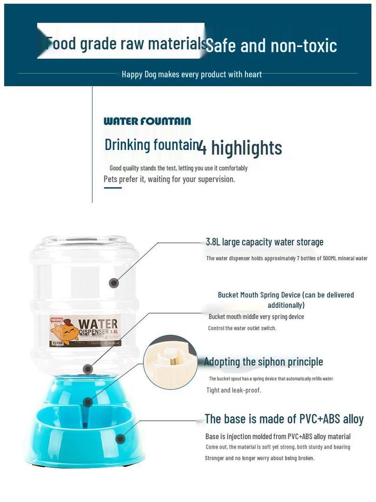 3.8L Automatic Pet Water Dispenser & Feeder for Cats and Dogs