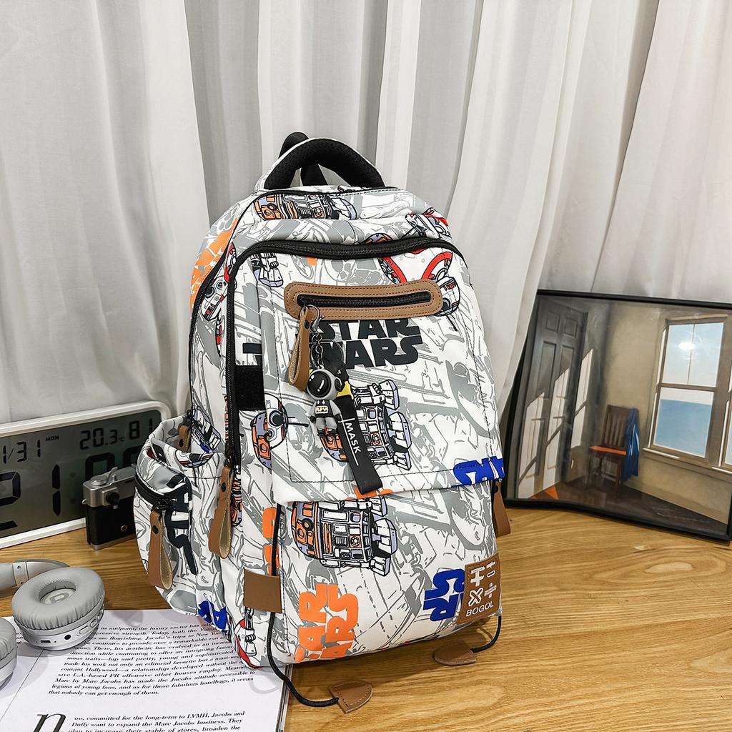 Schoolbag High School Backpack Men Ins Trendy Cool Personality Graffiti College Student Schoolbag Women's Casual Simple Versatile Backpack