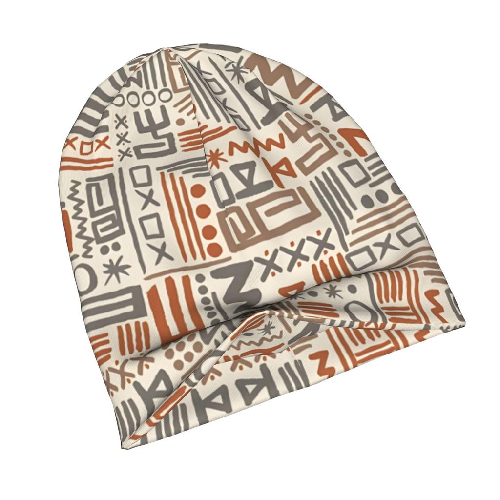 Tribal Geometric Patterns Stylish Adult Beanie for Layering with Fall Or Winter Outfits Brings Relaxed Charm to Streetwear Or Weekend Fashion Scenes