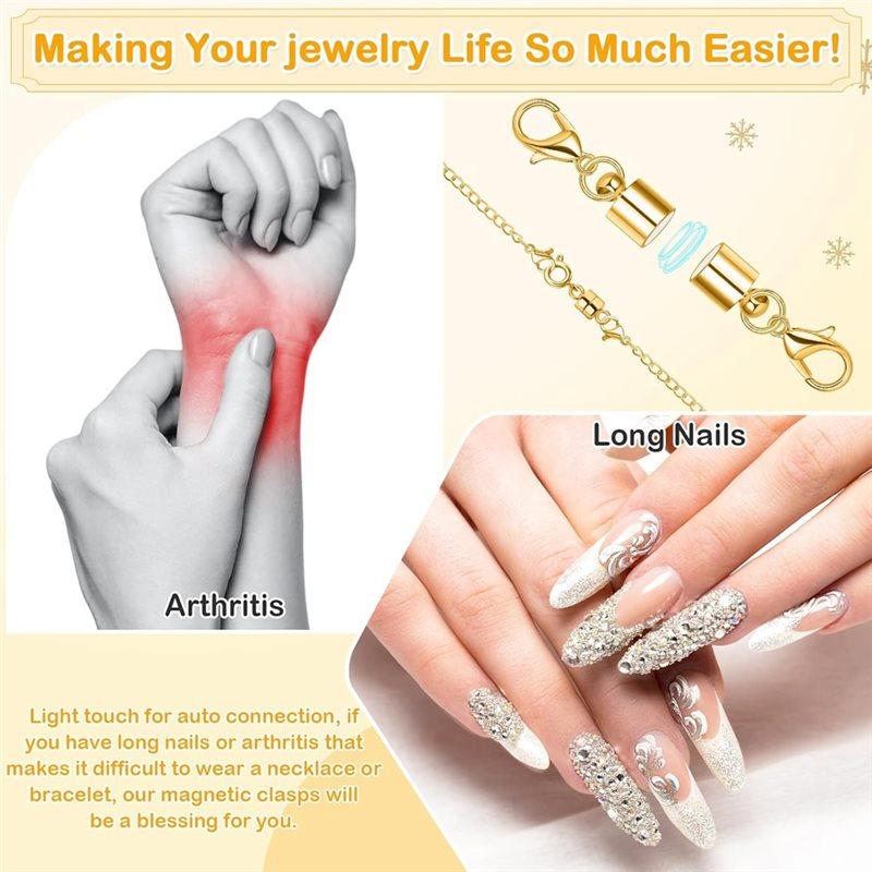 A95D-Magnetic Necklace Clasp And Closures 20 Pcs, 14K Gold And Silver, Strong Magnet Jewelry Connectors
