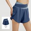 Women's High-Waist Quick-Dry Colorblock Yoga Shorts with Side Pockets