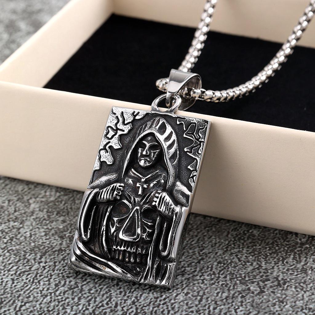 European Retro Stainless Steel Cross & Feather Unisex Necklace