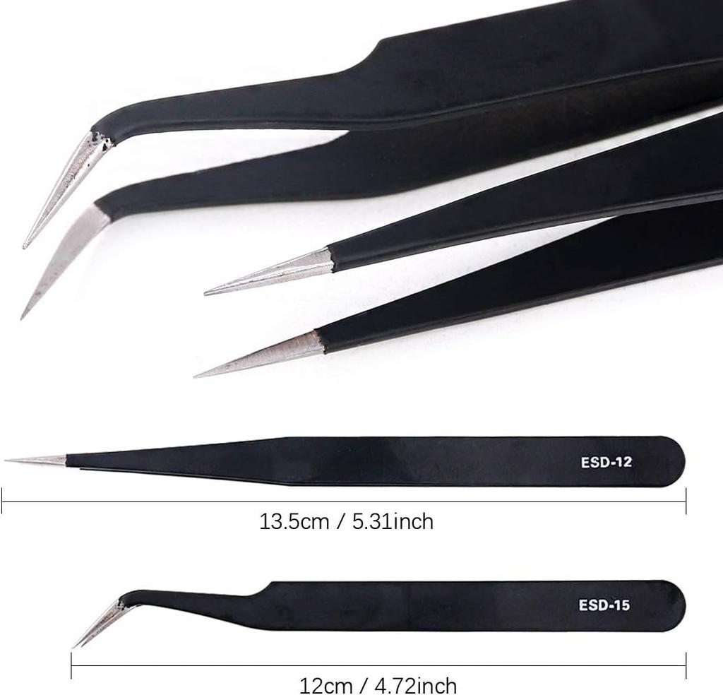 Portable Moddeler Tool Set with Storage Box Beginner Basic-Model Assembly Tweezers Pliers Sandpaper for Model Building Repairing