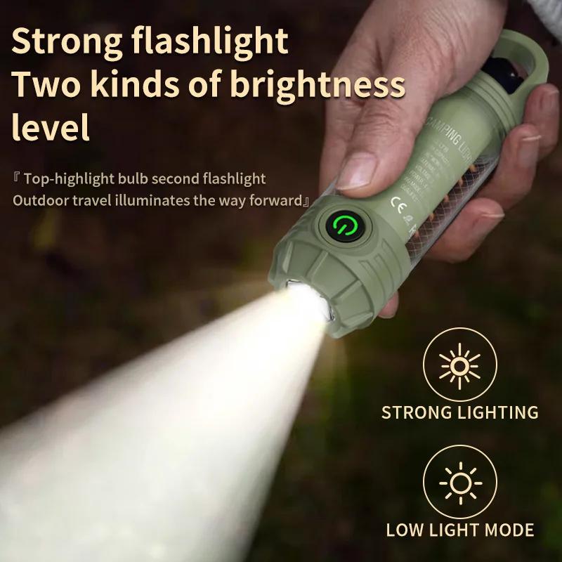 1200mAh Rechargeable Camping Light Waterproof Super Bright Tent Lantern Handheld Flashlight Outdoor Work Light for Hiking