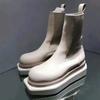 Módní návrhář Kožené Chelsea kotníkové boty Dámské Protiskluzové Silná podrážka Platforma Boty pro muže Punkový styl Motorkářské boty Botas Mujer