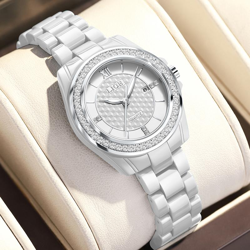 

New Luxury Black Ceramic Watch Women Fashion Waterproof Luminous Women s Quartz Wristwatch Casual Quartz Chronograph серебро белый