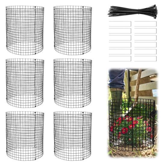 Wire Plant Protector from Animals Plant Protection Cage Set Tree Trunk Protector with Ground Stakes Ties for Garden Protection Keep Rabbit Fox Out