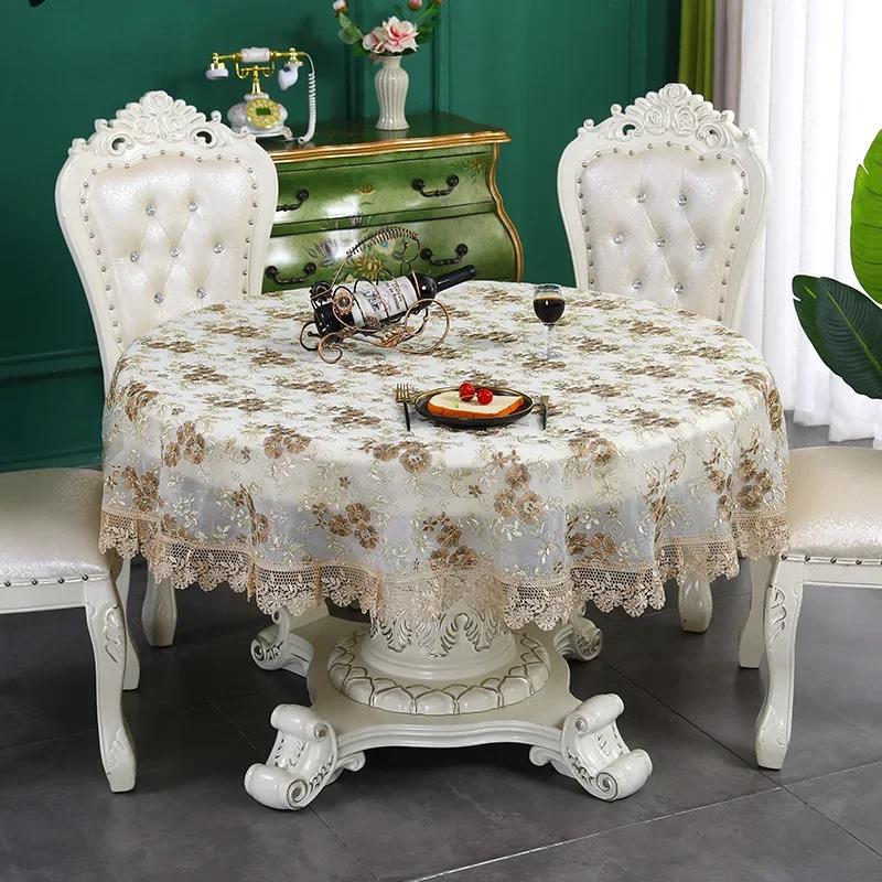 Kant Borduurwerk Tafelkleed Bloemen Tafelkleed Rechthoekig Rond Bruiloft Koffie TV Hotel Feest Deksel Huisdecoratie Mat 85x85cm Square donkerbruine kleur