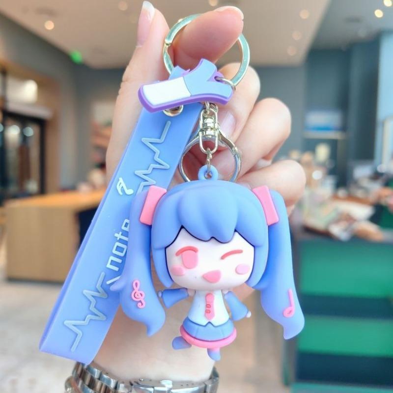 New Style Cartoon Hatsune Miku Keychain Pendant Q Version Cute Beautiful Girl Car Keychain Cute Bag Keychain Couple Pendant