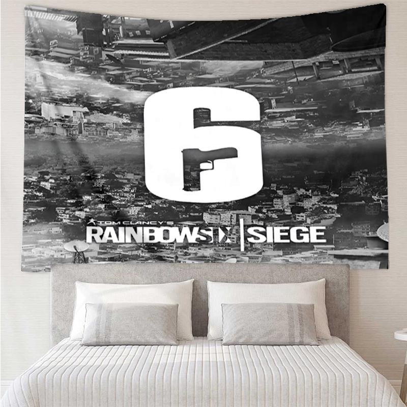 Rainbow Six Siege Nyomtatott Faliszőnyeg, Háttér, Könnyen Felszerelhető, Ideális Hálószobába, Irodába és Nappaliba, Esztétikus Falra Akasztható Díszekkel.