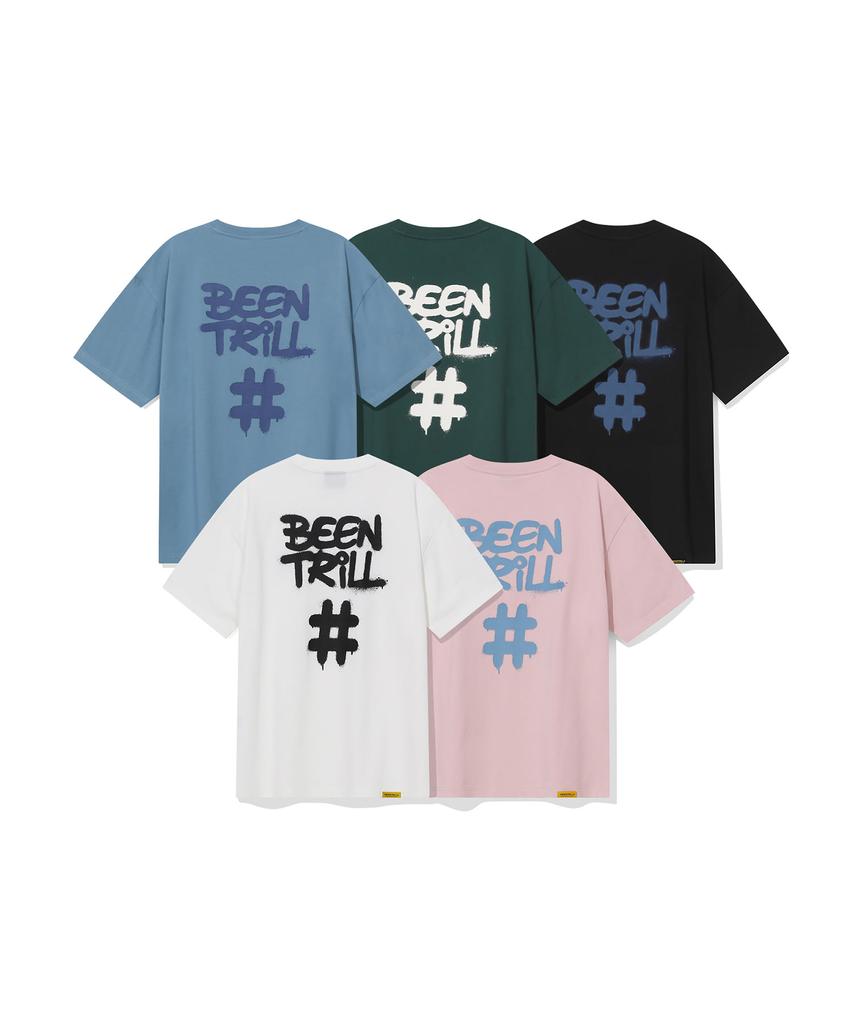 BEENTRILL Spray Hashtag Oversized Short Sleeve T-Shirt (Dark Green)